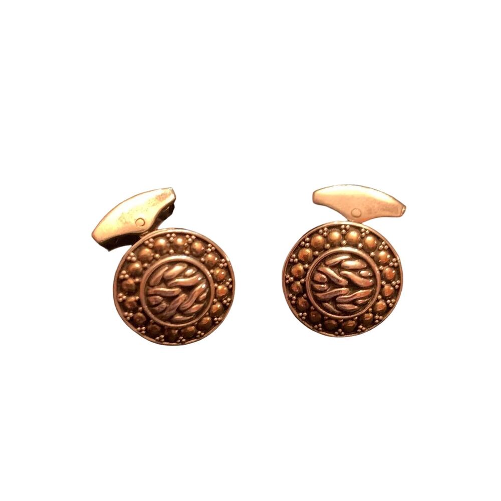 John Hardy 18K Gold and Sterling Silver Round Button Cufflinks